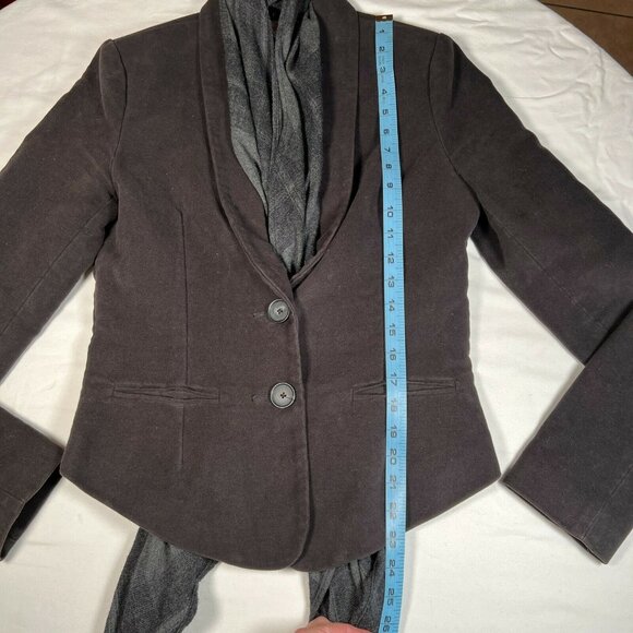 Mara Hoffman Blazer Jacket Velvet Button Attached Wool Scarf Black Gray S/M - Picture 7 of 14